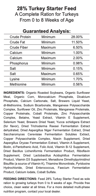 28% Organic Turkey Starter Feed