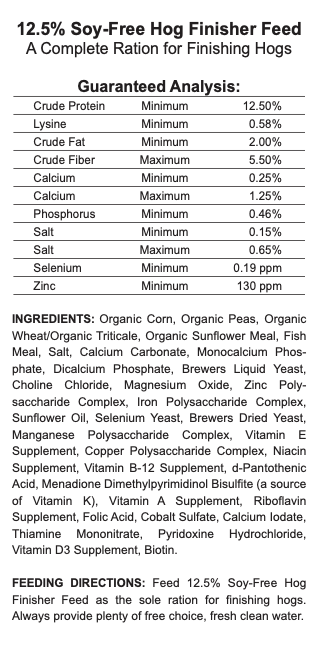 12.5% Organic Soy-Free Hog Finisher