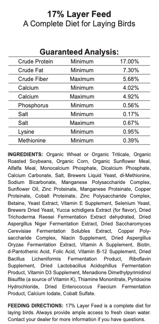 17% Organic Poultry Layer