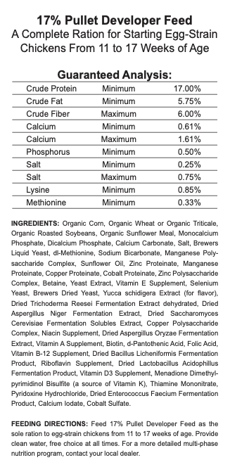 17% Organic Pullet Developer