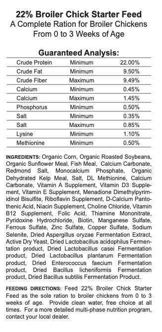 22% Organic Broiler Chick Starter